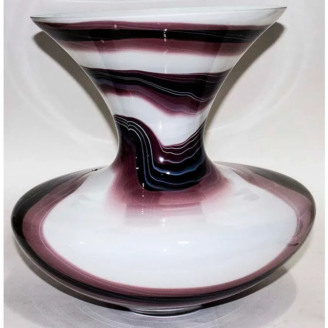 Modern Makora Purple Swirl Blown Glass Vase - Made in Poland For Sale - Image 3 of 8