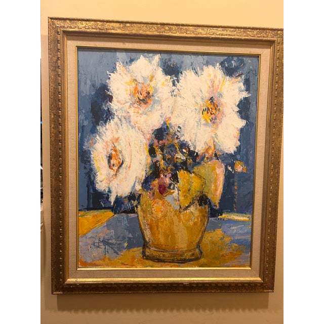 Paint Alain Rousseau Painting of Flowers in a Vase For Sale - Image 7 of 8