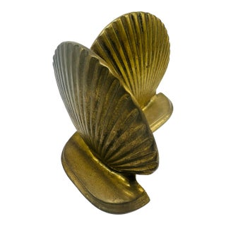 Vintage Brass Shell Bookends For Sale