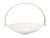Large white ceramic bowl with beautiful bright white glaze and graceful flowing curves. The gold-tone brass handle with...