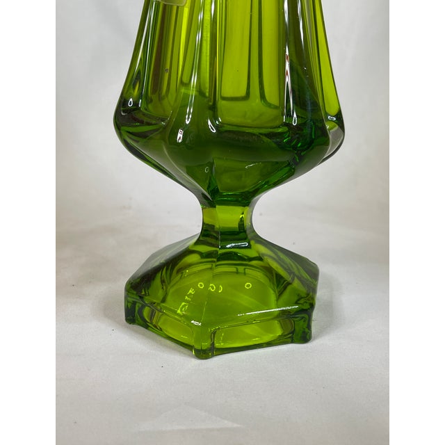 Mid 20th Century Vintage Mid-Century Viking Glass Green Streched Vase With Sticker For Sale - Image 5 of 14