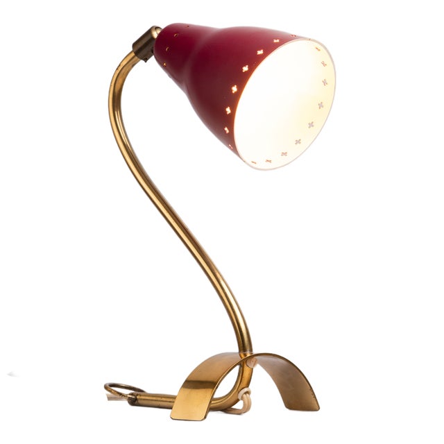 Brass Wall Lamp with Perforated Metal Shade, Sweden, 1950s For Sale