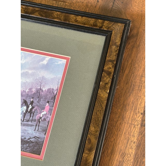 Wood Vintage John Frederick Herring Richard Berenholtz Sr English Fox Hunting Prints Framed Pair Burl For Sale - Image 7 of 7
