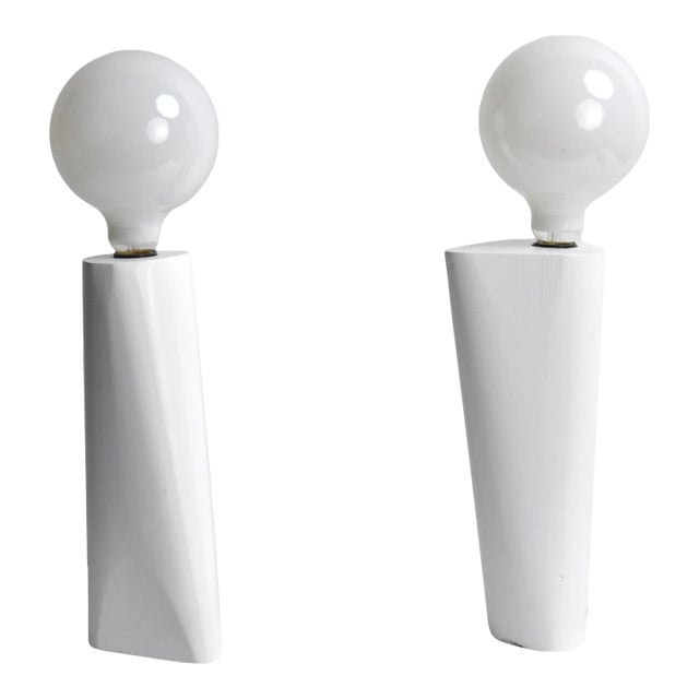 Late 20th Century Pair of Custom Made Mirrored Table Lamps With White Painted Wood Base For Sale