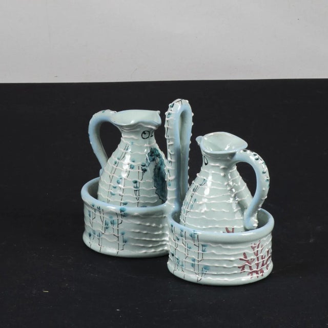 Mid-Century Modern Ceramic Vinegar Oil Set by Capri, Set of 2 For Sale - Image 3 of 9