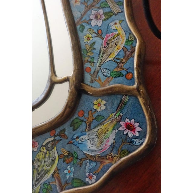 Reverse Glass HandPainted Bird Mirror Chairish