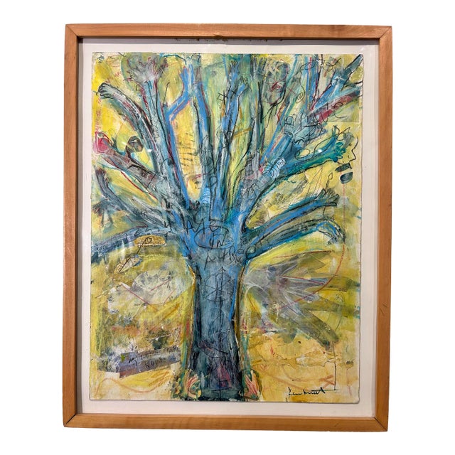 Giving Tree Mixed Media on Paper by Ellen Reinkraut, Framed For Sale