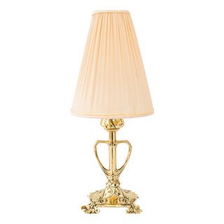 Jugendstil Floral Table Lamp with Fabric Shade, Vienna, Austria, 1908 For Sale