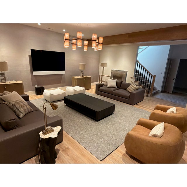 Animal Skin Pair of Crate & Barrel Oceanside 89” Leather Sofas For Sale - Image 7 of 16