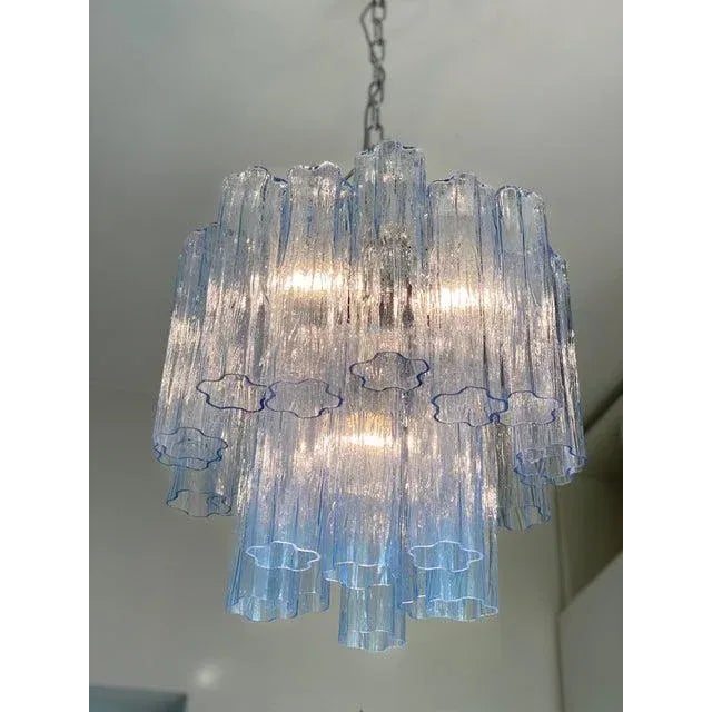 Contemporary Blue Tronchi Murano Glass Chandelier in Venini Style by Simoeng For Sale - Image 3 of 10