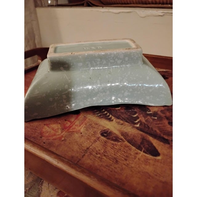 Mid-Century Modern MCM Art Pottery Speckled Green Planter For Sale - Image 3 of 5