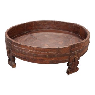 Vintage Solid Wood 29” Round Grinder Bed For Sale