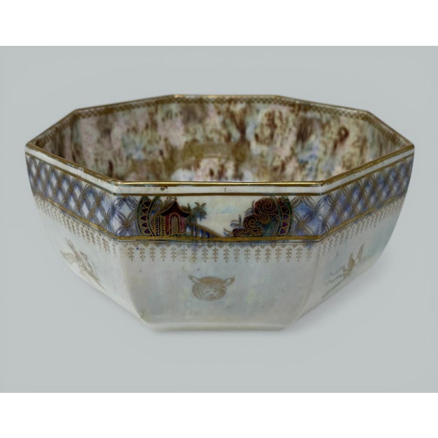 Ceramic Art Deco Wedgwood Celestial Chinese Dragon Lustre Ware Bowl Centerpiece, 1920s For Sale - Image 7 of 13