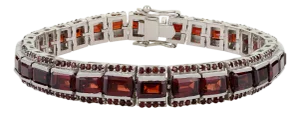 23.75 CTW Deep Red Garnet Silver Tennis Bohemian Bracelet