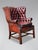 Antique Burgundy Brown Leather Wing Chair, 1880 For Sale - Image 4 of 7