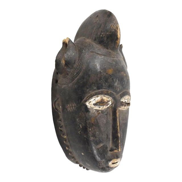 Early 20th Century Yaure Baule Portrait Mask Cote d'Ivoire For Sale