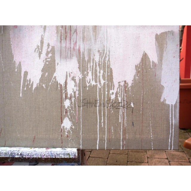 Textile Contemporary Abstract Acrylic/Mixed Media on Linen Painting "Pink Noise" by Daniela Schweinsberg For Sale - Image 7 of 13