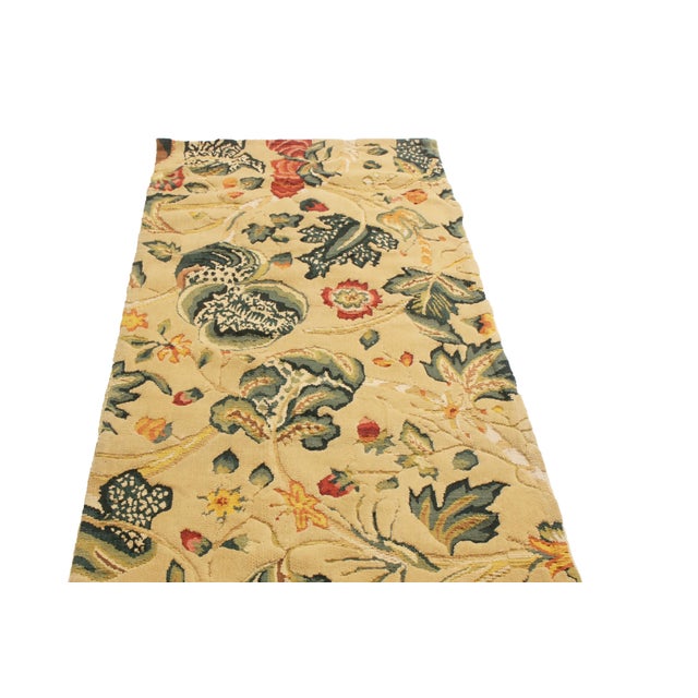 2010s Rug & Kilim's Tudor-Inspired Cream and Green Wool Floral Runner For Sale - Image 5 of 6