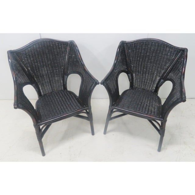 Black Wicker Side Chairs A Pair Chairish