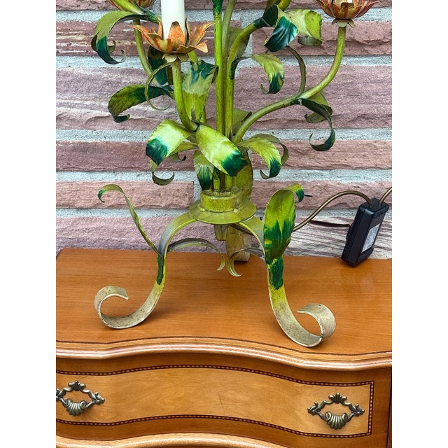 Vintage Italian Florentine Metal Table Lamp, 1960s For Sale - Image 10 of 12