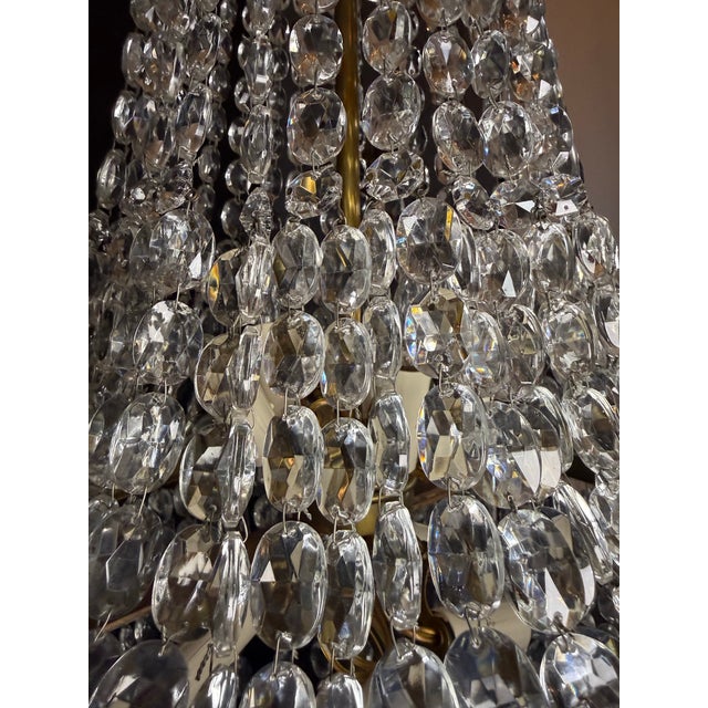 Vintage Chandelier- Extraordinary French Montgolfière Empire-Brass & Crystal Basket Chandelier For Sale - Image 12 of 15