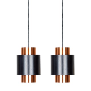 Vintage Aluminum Tunika Pendant Lamps by Jo Hammerborg for Fog and Mørup, 1963, Set of 2 For Sale