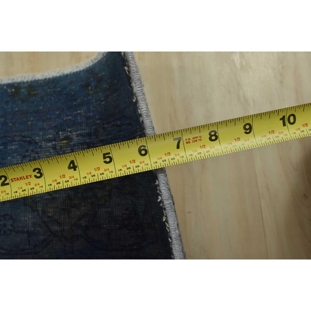 Tabriz Rug 9’4” X 12’5” Blue Wool Vintage Overdyed Hand-Knotted Carpet For Sale - Image 13 of 15