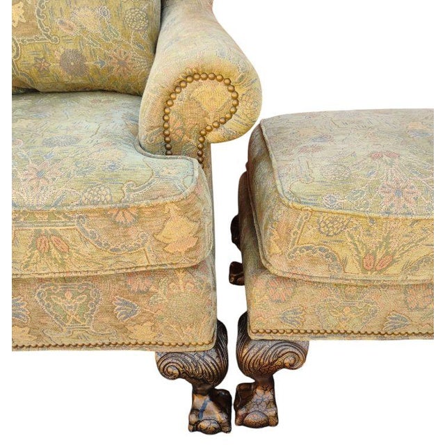 Taylor King Timeless Luxury: Bespoke Taylor King Wingback Armchair & Matching Ottoman Set For Sale - Image 4 of 12