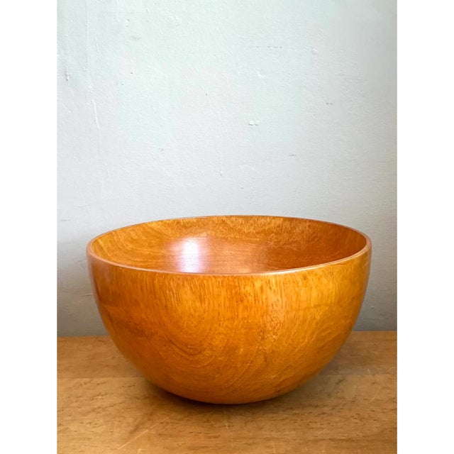 Chocolate Vintage Handcrafted Wooden Salad Bowl For Sale - Image 8 of 12