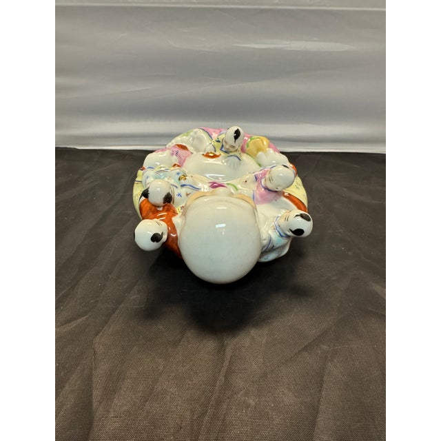 Chinese Republic Famille Rose Porcelain Laughing Buddha 5 Children 6.5” Vintage For Sale In New York - Image 6 of 9