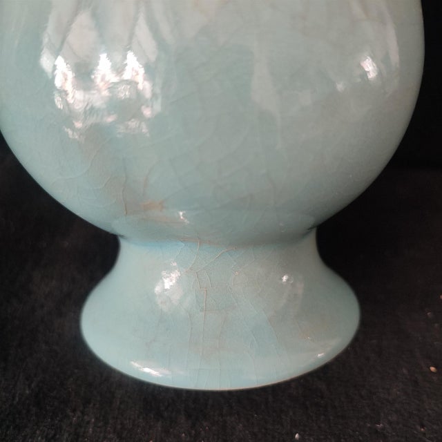 Ceramic Chinese Ceramic Vase,Ru Ware Celadon Glaze Porcelain Vase Hand Carved Four Goat Head Statue For Sale - Image 7 of 9