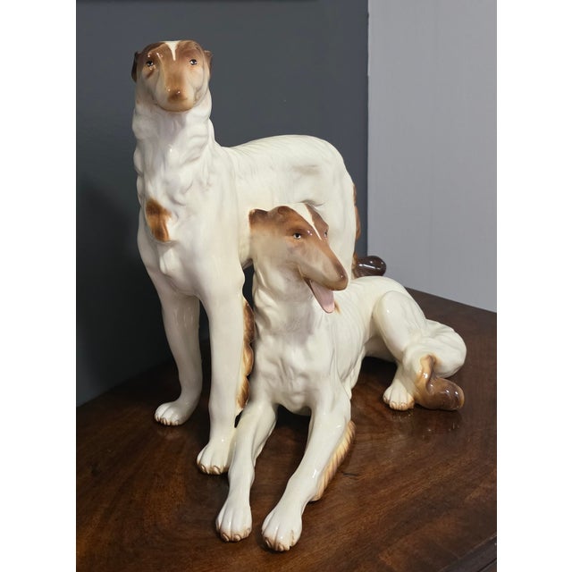 Mid-Century Borzoi Dog Sculpture by Paul S., Italy – Large Ceramic Russian Wolfhound Figurine For Sale - Image 4 of 7