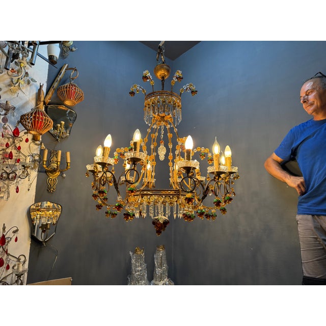 Large Italian Murano Glass Fruit and Floral Chandelier, 1950s For Sale - Image 11 of 18