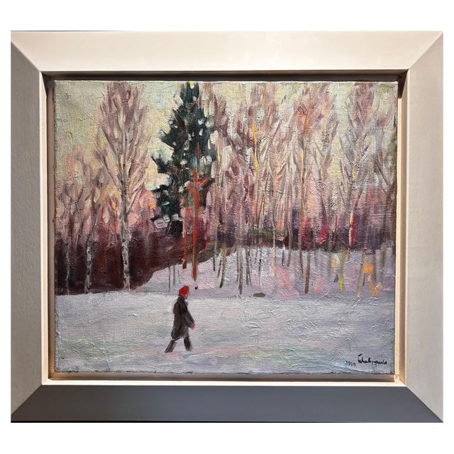 Boris Lavrenko, Winter Sunset, Oil on Canvas, 1990s For Sale