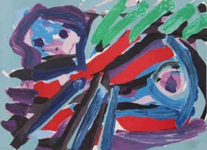 Karel Appel - Walking With My Bird - Lithograph