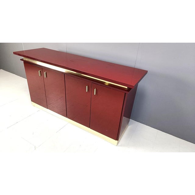 Vintage Red Lacquered Sideboard, 1980s For Sale - Image 6 of 10