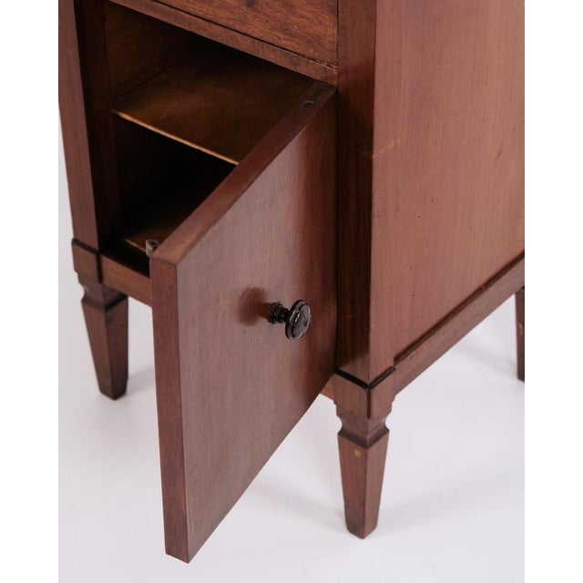 Wood Mahogany Bedside Table with Marble Top, 1930s For Sale - Image 7 of 11