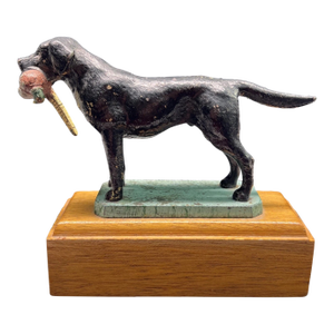Lejeune Enamelled Black Labrador Large W/ Pheasant Car Mascot