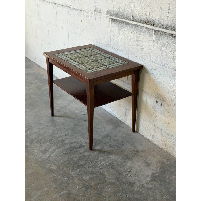 Rectangular Rosewood Ceramic Tile-Top Coffee Table With Lower Shelf Mid-Century Modern 1970s For Sale - Image 9 of 11