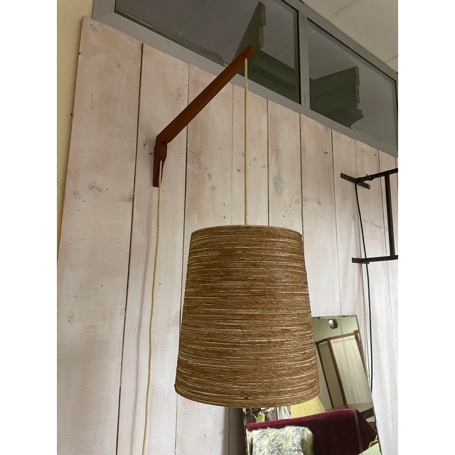 Vintage Teak and Sisal Wall Lamp by Lotte Bostlund, 1960s For Sale - Image 11 of 16