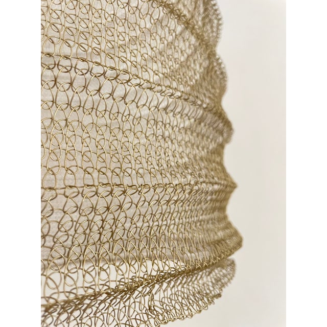 21st Century Handcrafted Knitted Lamp Wavy Bell in Gold Color, D35cm For Sale - Image 11 of 12