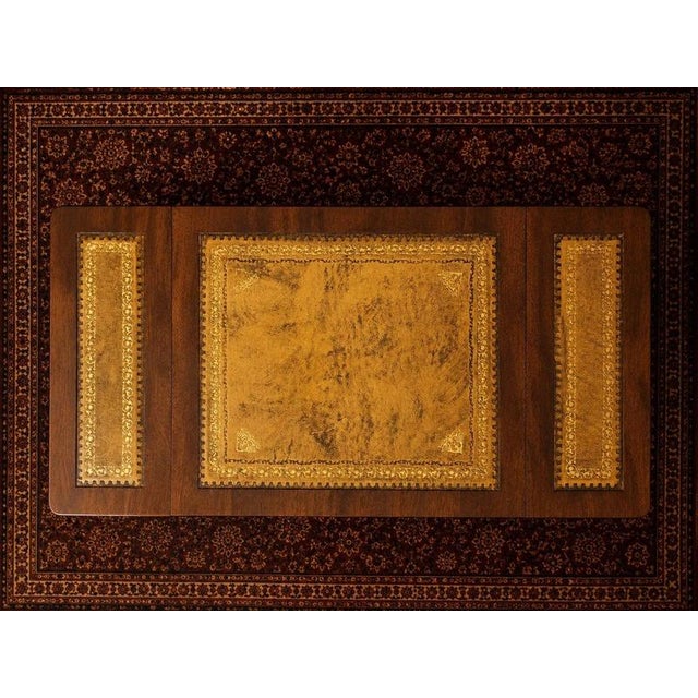 Wood Regency Mahogany Drop-Leaf Side Table with Gilt Leather Top For Sale - Image 7 of 9