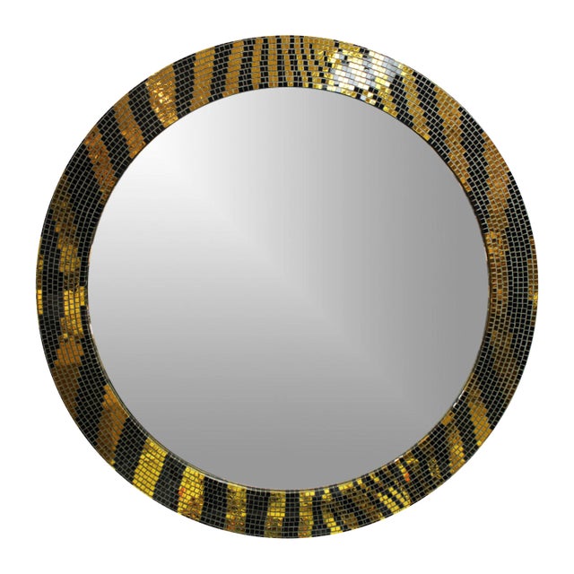 Custom Round Mosaic Tiger Skin Mirror For Sale