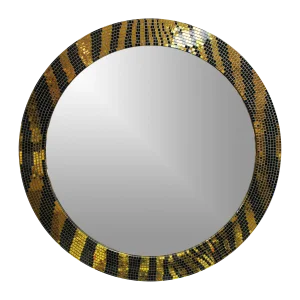 Custom Round Mosaic Tiger Skin Mirror