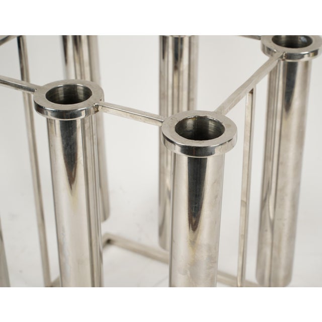 Chrome Custom Made Modernist Chromed Metal 6-Light Candelabra For Sale - Image 8 of 8