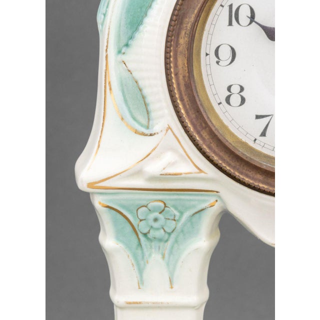 Early 20th Century German Art Deco Blue & White Ceramic Mantle Clock For Sale - Image 5 of 10
