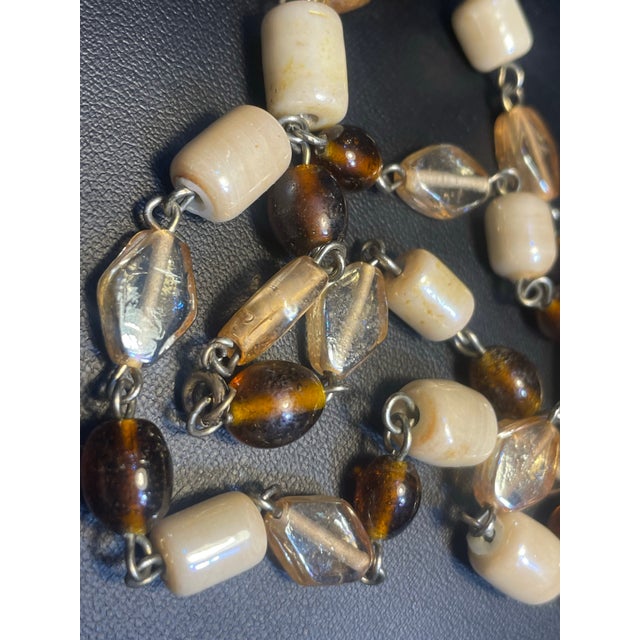 MCM Jewelry Bohemian Glass Necklace in Opalescent Amber, Topaz and Taupe For Sale In South Bend - Image 6 of 6