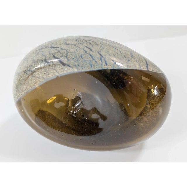 Olive Mid-Century Art Glass Hand-Blown Olive Green and Silver Vase For Sale - Image 8 of 11