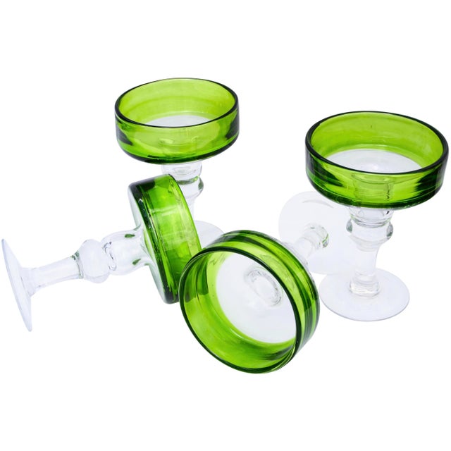 Vintage Green Cocktail Glasses - Set of 4 For Sale - Image 4 of 6