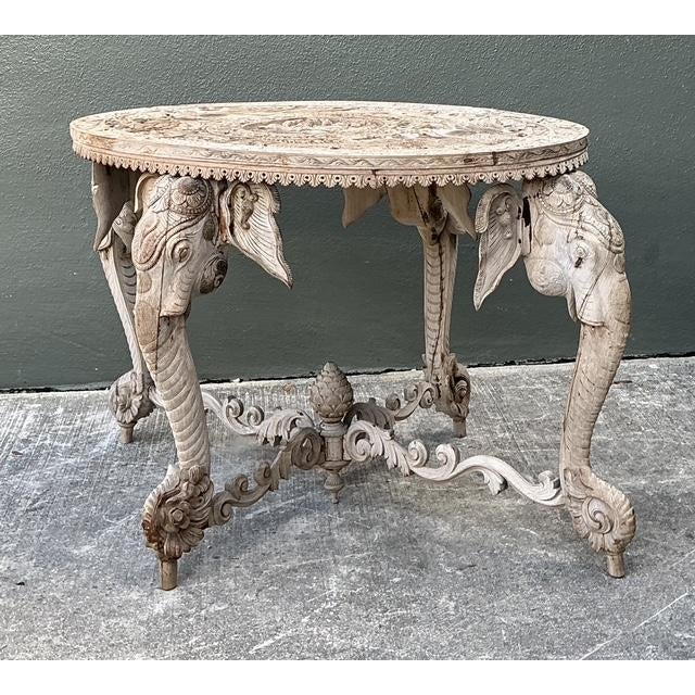 Vintage Hand Carved Elephant Side Table For Sale - Image 4 of 13